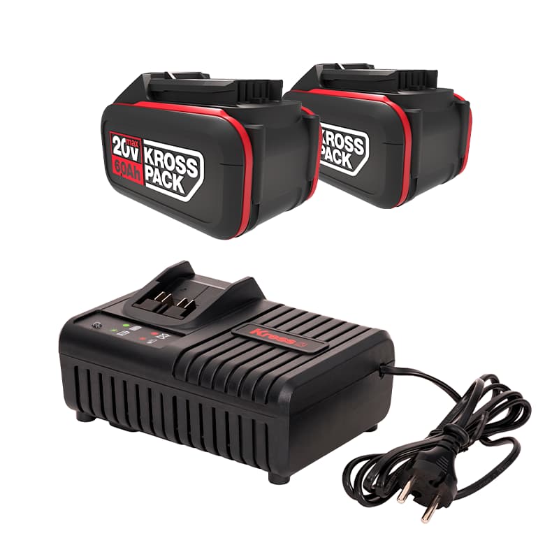 Комплект KRESS KAD22: 2 аккумулятора 6 Ач 20V и зарядное устройство 6А — детальное фото