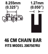 Шина для аккумуляторной цепной пилы Greenworks 82V 46 см