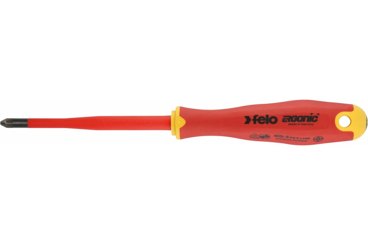 Диэлектрическая отвертка Felo PZ 2х100, E-Slim Ergonic 41529390 — детальное фото