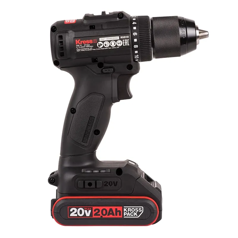 Дрель-шуруповерт KRESS KU212 20V аккумуляторная бесщеточная — детальное фото