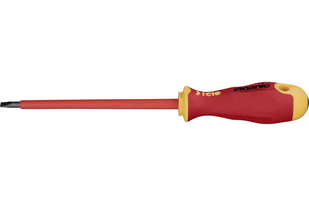 Диэлектрическая отвертка Felo Ergonic 6,5х1,2х150 плоская шлицевая 41306590 — детальное фото